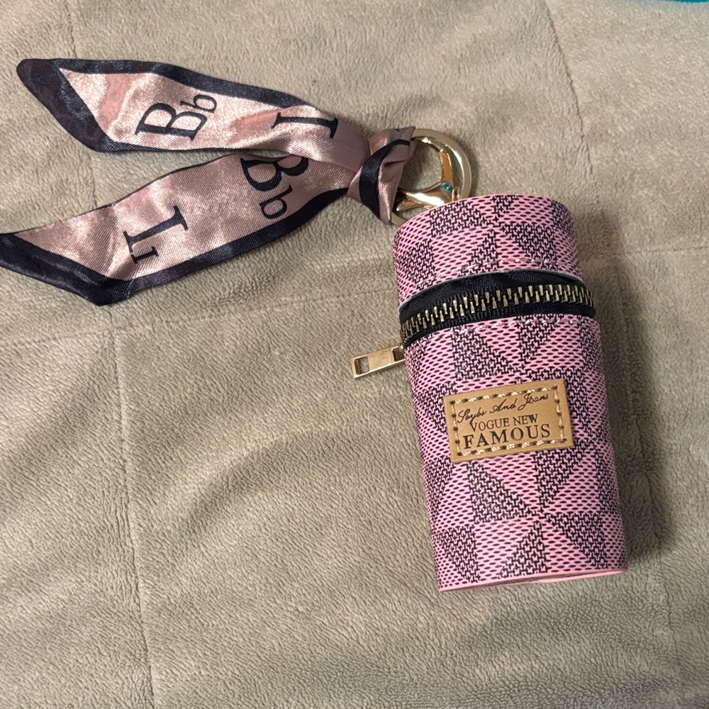 Pink Patterned Keychain Holder